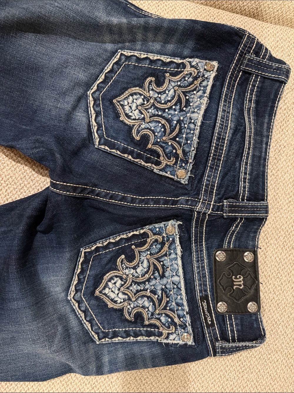 Miss Me Blue Embroidered Pocket Bootcut Jeans - Picture 5 of 6